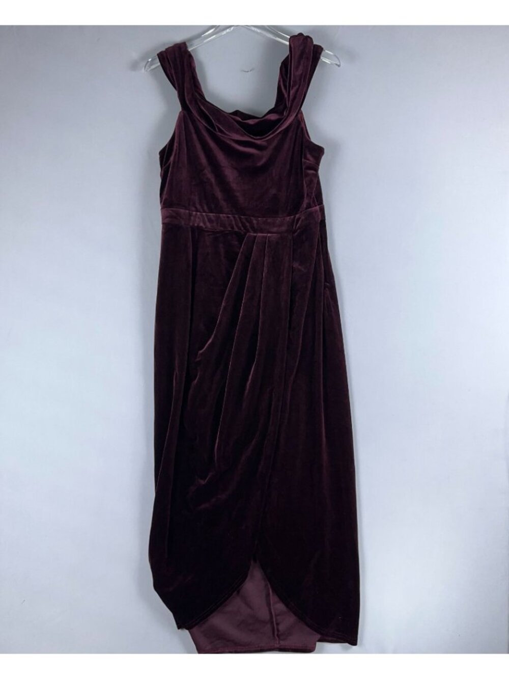 Lulus Dress Size XL Burgundy Velvet Off Shoulder Maxi Sleeveless Formal Gown - Picture 5 of 12